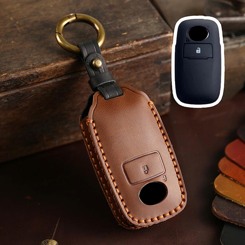 2 3 Bottons Genuine Leather Auto Key Fob Cover Case Key Fob Remote Fit For Toyota Malaysia Perodua Yaris Ativ Raize Veloz Avanza Rush Daihatsu Key