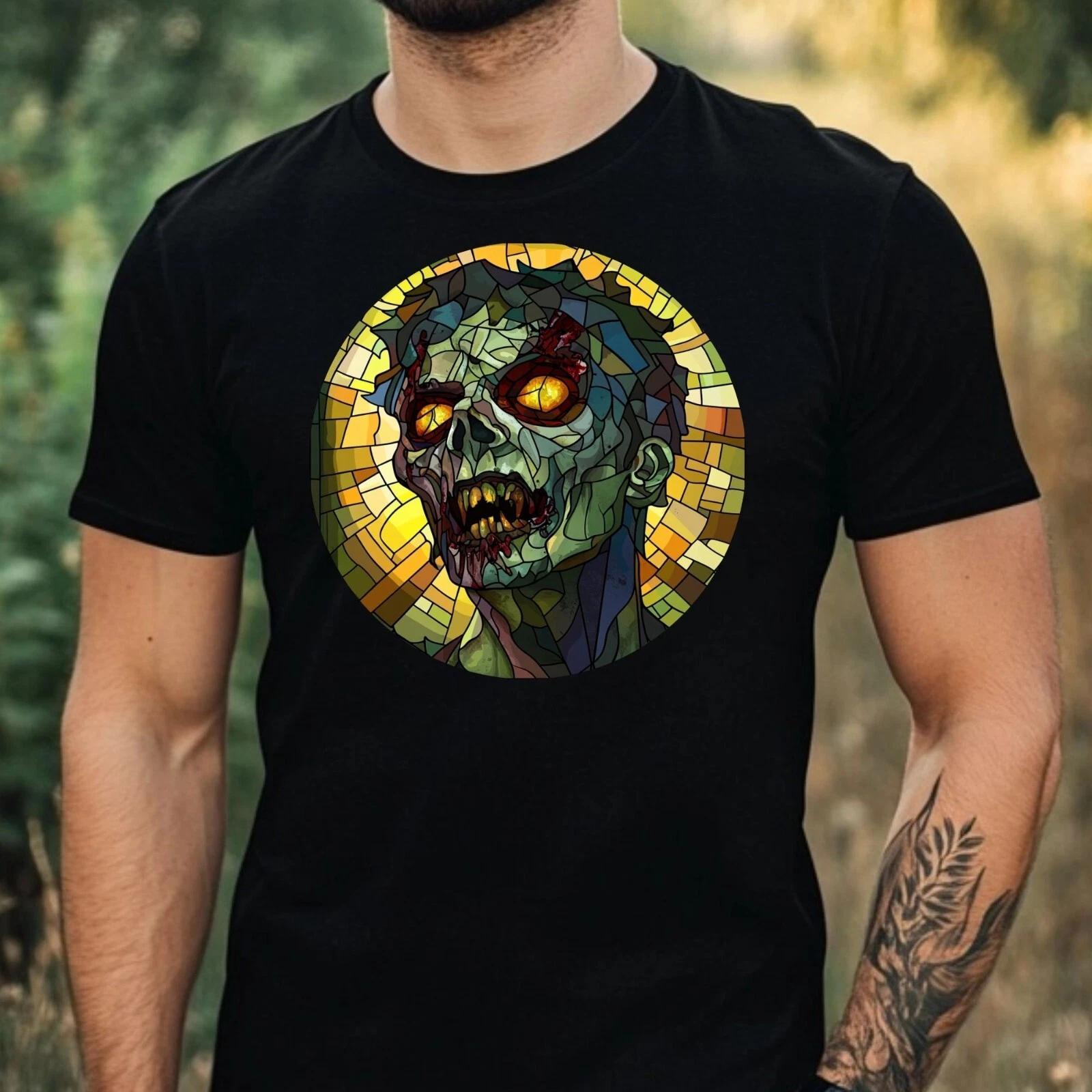 T-Shirt Herren Zombie Buntglas Motiv Baumwolle Größe XS bis 5XL XXL