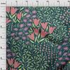 oneOone Cotton Flex Dark Teal Green Fabric Leaves & Floral Quilting Supplies Print Sewing Fabric By The Yard 40 Inch