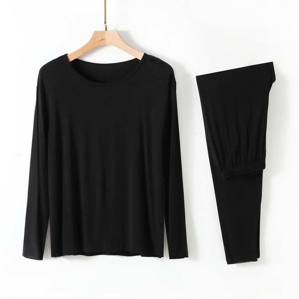 Modal Mens Homewear Pajamas V-neck Long Sleeve Pants Kit Draping Smooth Elastic Comfortable Sleepwear Pyjama Homme