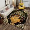Vintage Floral Vase Pattern Carpet - Elegant Black and Gold Design Suitable for Use As an Anti-slip for Living Room Bedroom Sofas