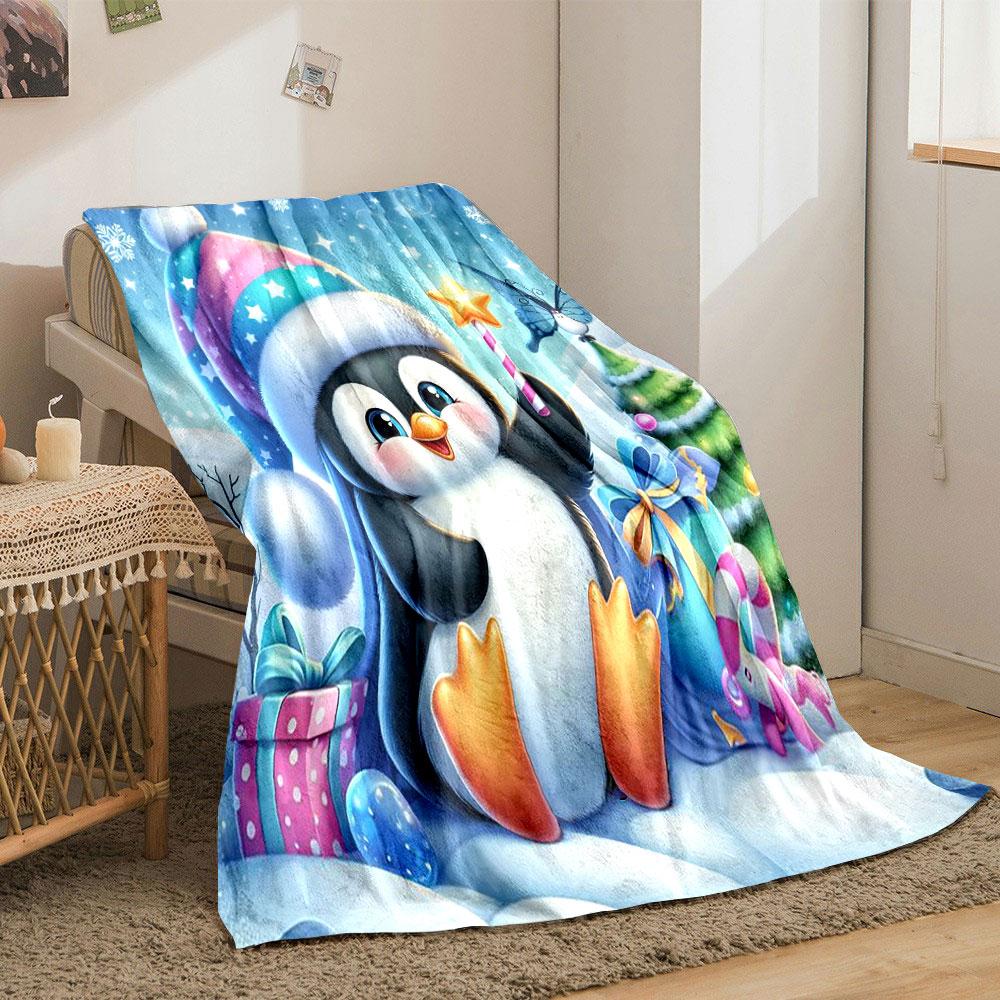 Cute Penguin Winter Wonderland print blanket soft and cozy perfect for the living room bed sofa or a nap,gift