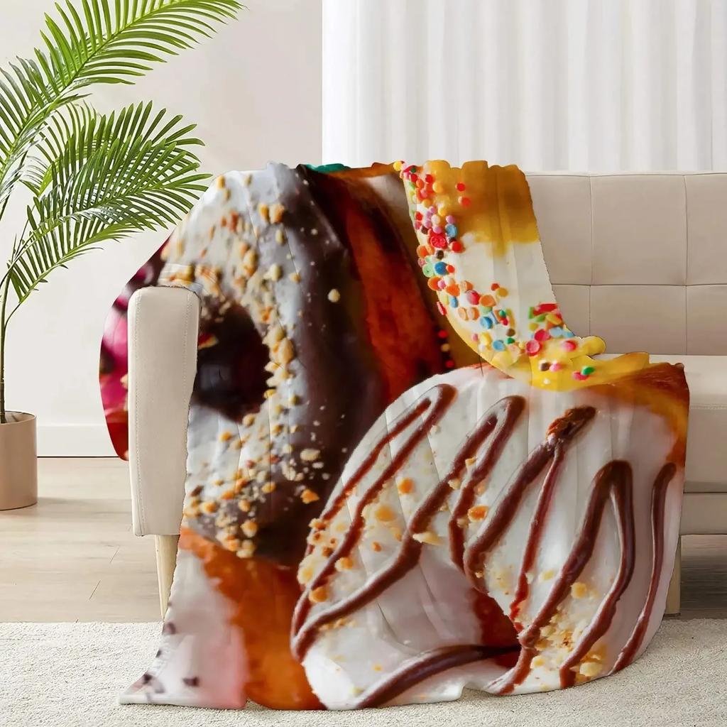 Food Vegetables Meat Pattern Flannel Throw Blanket for Sofa Couch Chair Bed Decor Lightweight Soft Warm Gifts for Teens and Kids