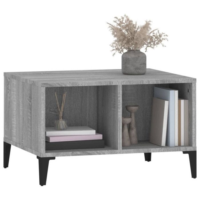 821042 vidaXL Table basse Sonoma gris 60x50x36,5 cm Bois d'ingénierie