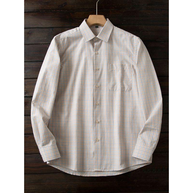 Classic Plaid with plus Size! High Count 100/Cotton Oxford Cloth Men's Lapel Casual Long sleeve Shirts Top