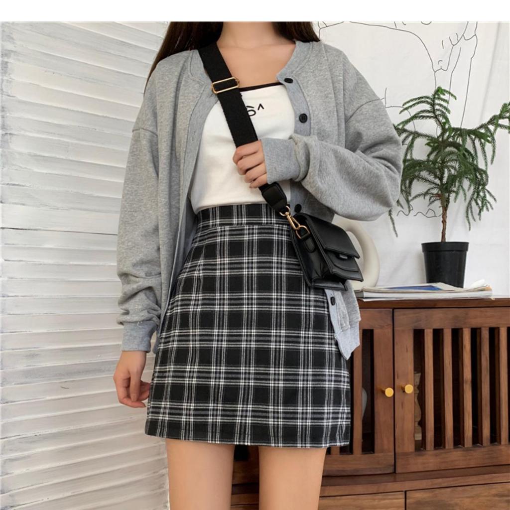 Fustă în carouri cu talie înaltă, linie A, pentru femei - Tendință toamnă/iarnă 2023