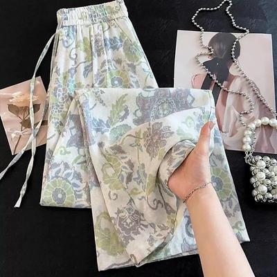 Summer 2026 Women's Versatile Wide-Leg Pants - Thin Style, Printed, Casual & Hot Trend