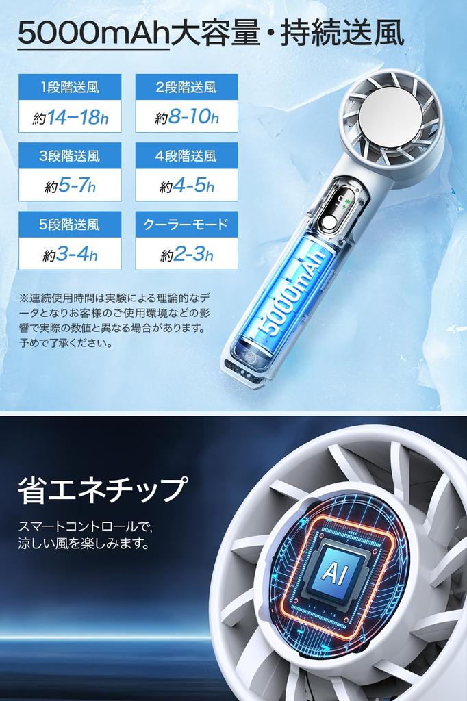 Handheld Fan with Cooling Plate Mobile Portable Handheld Instant Cooling in 1 5000mAh Large Neck Mini Desk USB High 5 Adjustable Airflow Foldable