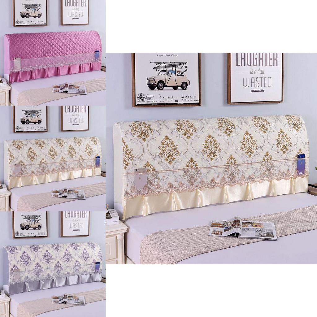 Stretchy Quilted Bed Head Cover With Lace Storage Wrinkle-resistant And All-inclusive