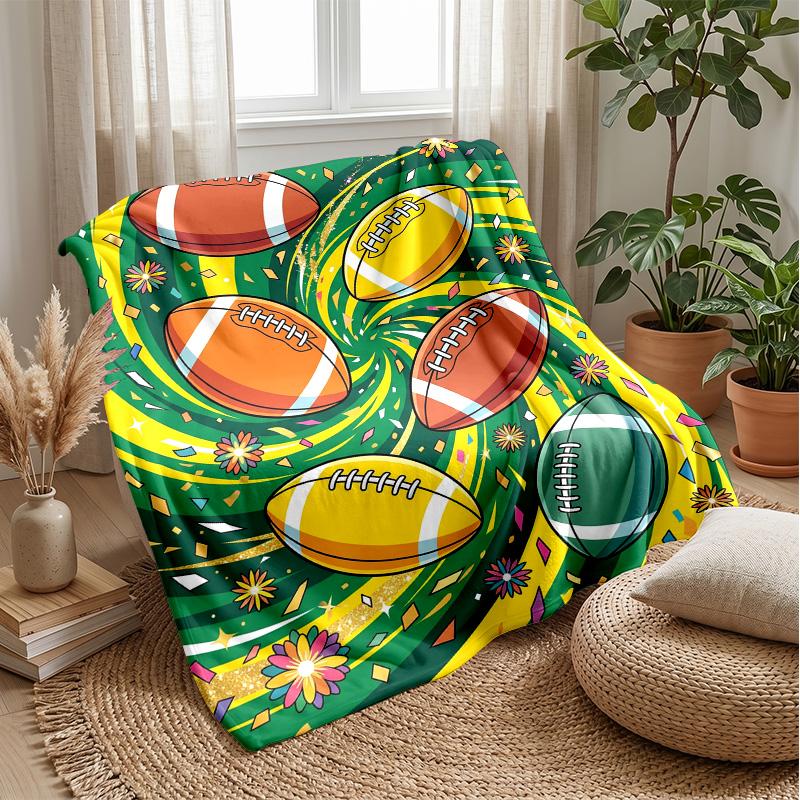 Football Melting Art Theme blanket Lightweight Warm Flannel Blanket Decorative Throw Blanket for Home Decoration