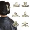 Elegant Large-sized Sweet Women's Hair Clip Diamonds Hollow Heart-shaped Pearl Design Korean-style Accessory for Up-dos