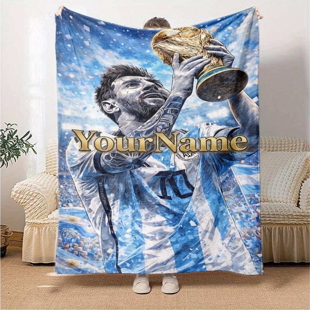 Messi Customize Text Blanket Lightweight Customizable Blanket Warmthful Decor Throw For Picnics Living Room Chair Sofa All-Season Use