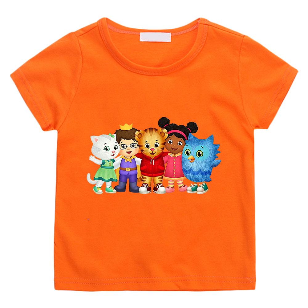 100% Bavlna Dětské Tričko Daniel Tiger'S Neighborhood Kreslený Potisk Trička Roztomilá Kluci Dívky Krátký Rukáv 2-12 Let Dětské Vrchní Díl Léto