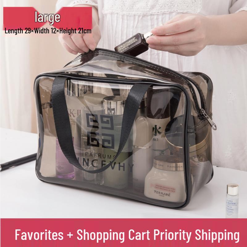 Transparent Waterproof Cosmetic Bag - Large Capacity Travel Toiletry Organizer for Women