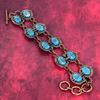 Copper blue turquoise bracelet copper wire wrapped adjustable chain bracelet natural gemstone handmade bracelet copper jewelry gifts for mom