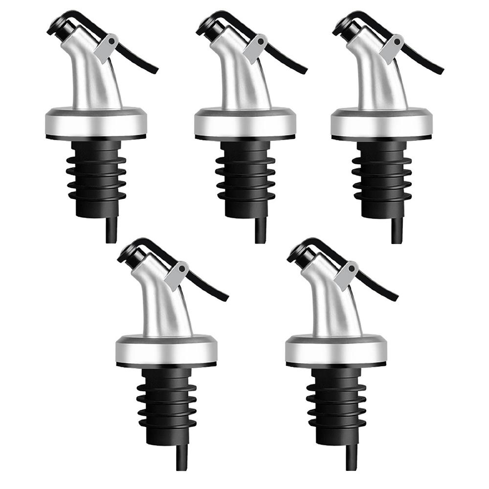 Oil Spout Stainless Steel Oil Bottle Pourer Leak-proof Olive Oil Dispenser Vinegar Bottle Stopper Speed Pourer Dust Covers
