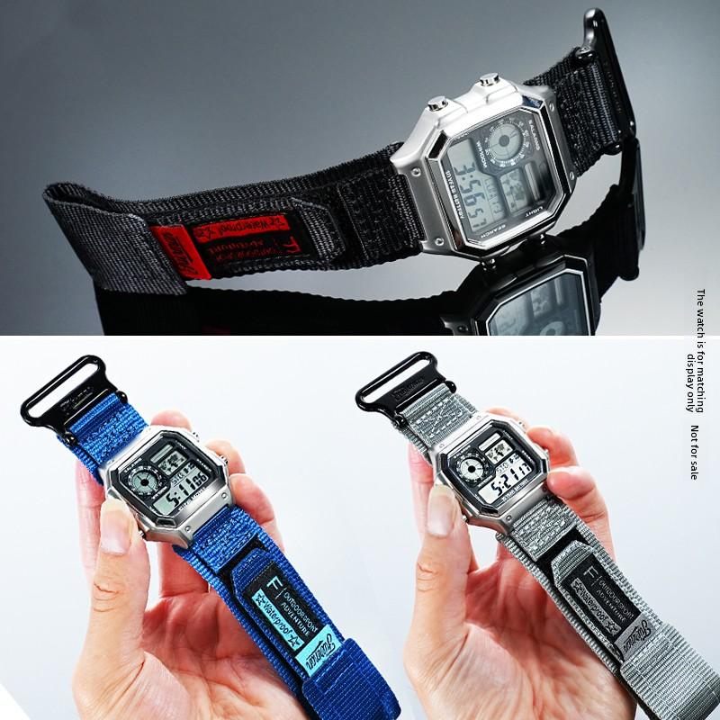 Pro Casio 3299 AE-1200WH AE1300 Řemínek k hodinkám Modifikace AE1200 Prodyšný nylon Venkovní řemínek Kovový kroužek Camouflage příslušenství