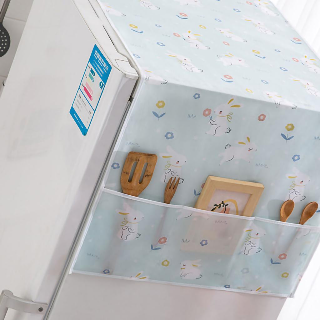Refrigerator Dust Cover PEVA Home Water and Oil Proofing Refrigerator Cover Towel for Kitchen