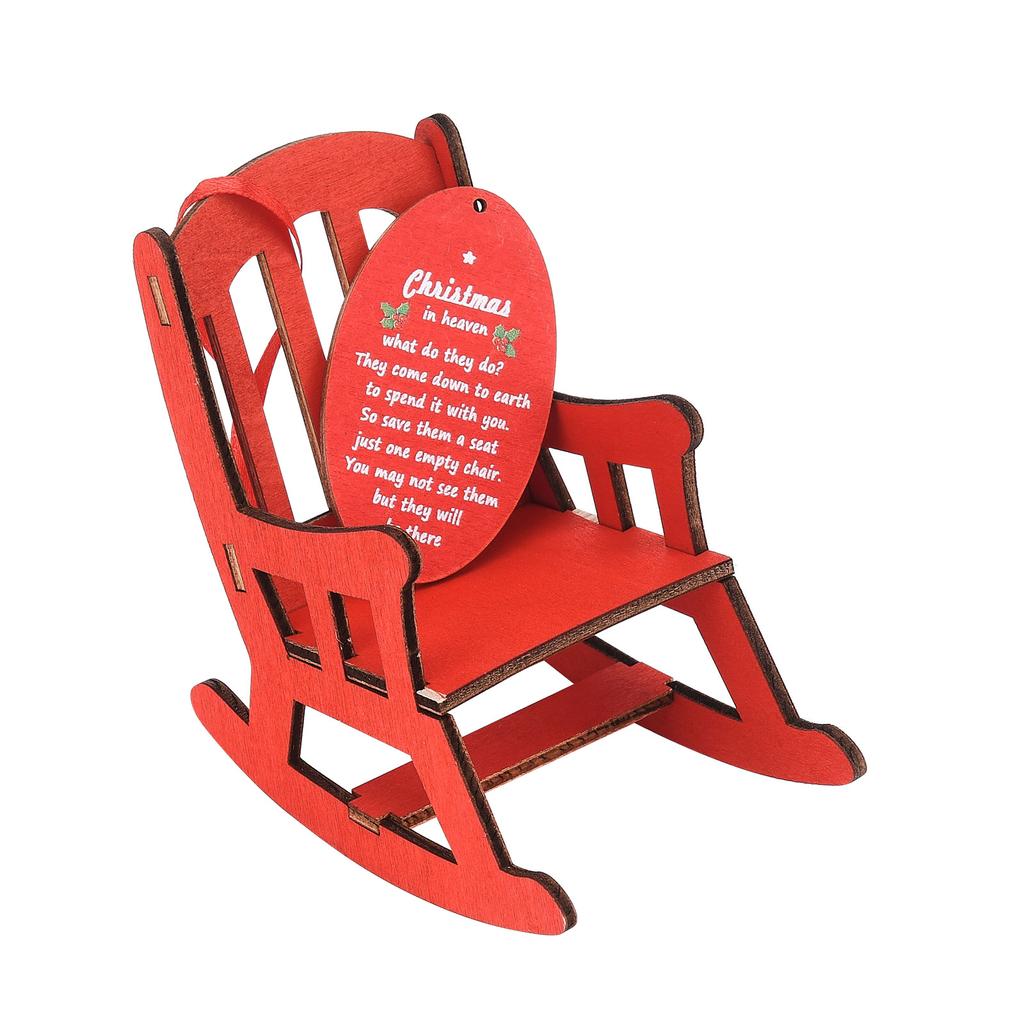 Wooden Heavenly Memorial Chair Pendant Red Xmas In Heaven Memorial Ornament for Xmas Home Decor