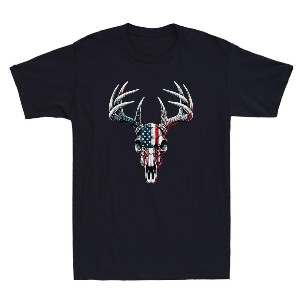 Whitetail Deer Hunting On Buck Skull Horror Graphic Unisexs Short Sleeve Tshirt