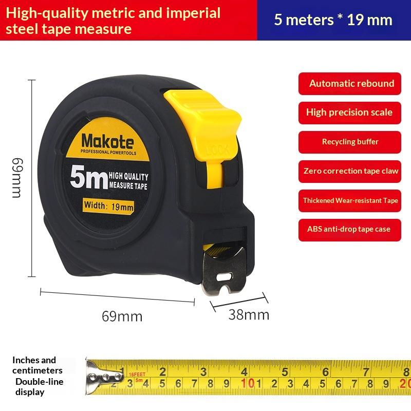 Precise Clear Steel Tape Measure Retractable 3M/5M/7.5M/10M Thickened Rubberized Woodworking Wear-Resistant Tool Tape Ruler