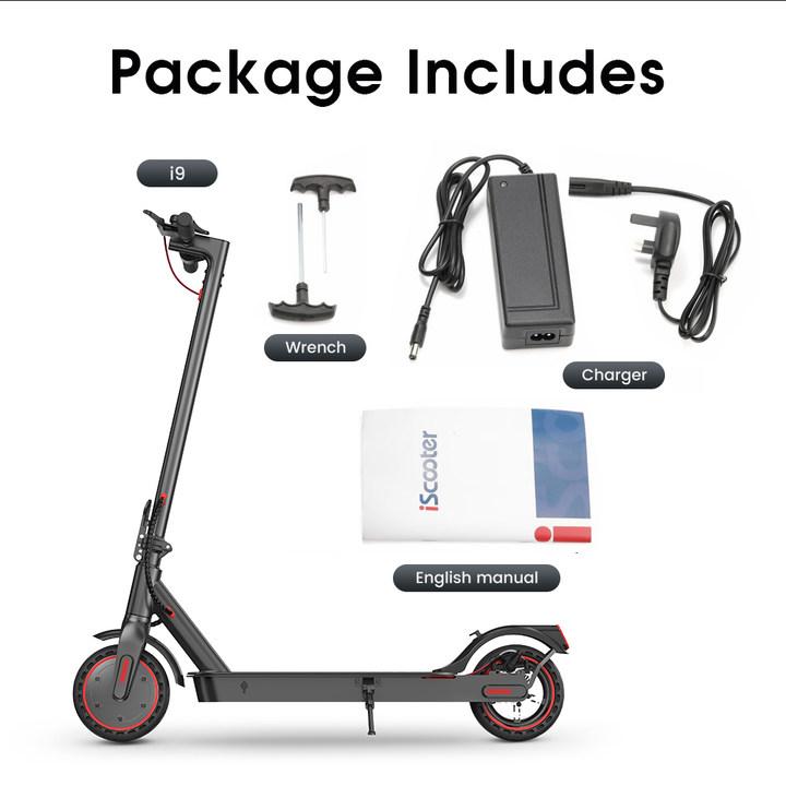 iScooter i9 City Commuter E-Scooter with 350W, 36V 7.5Ah, 30km/h Max Speed, 8.5" Tires, Electronic & Disc Brake, LED Display, IP54 Waterproof