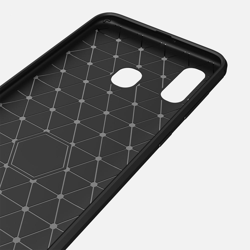 Case for Samsung Galaxy A40 Armored, Carbon, Carbon, Black + 5D Glass