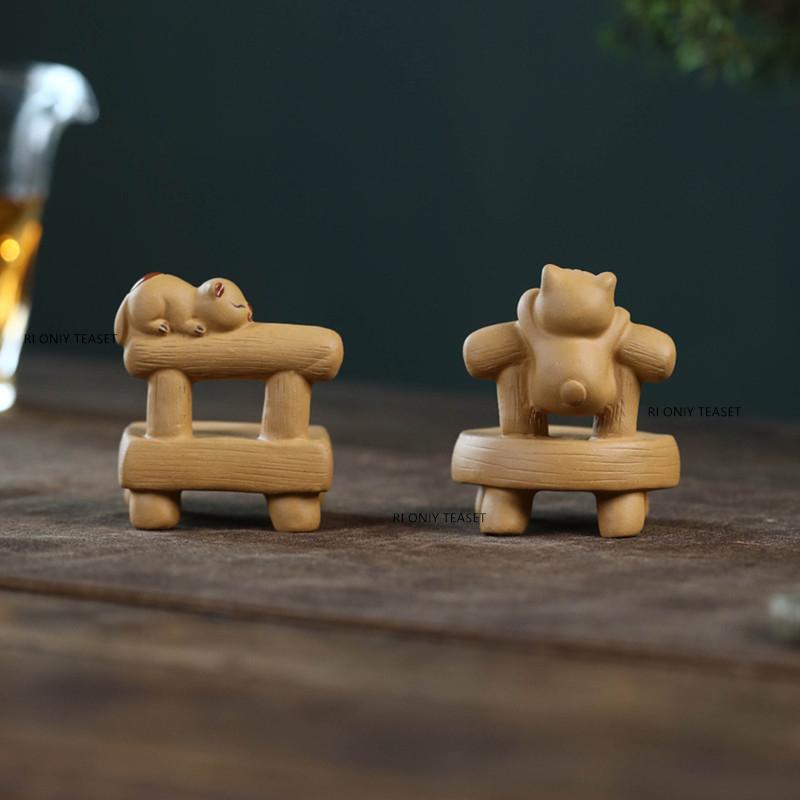 Yixing Purple Clay Tea Pet Creative Handmade Chair Model Ornaments Desktop Decors Crafts Chinese Zisha Tea Set Decoration