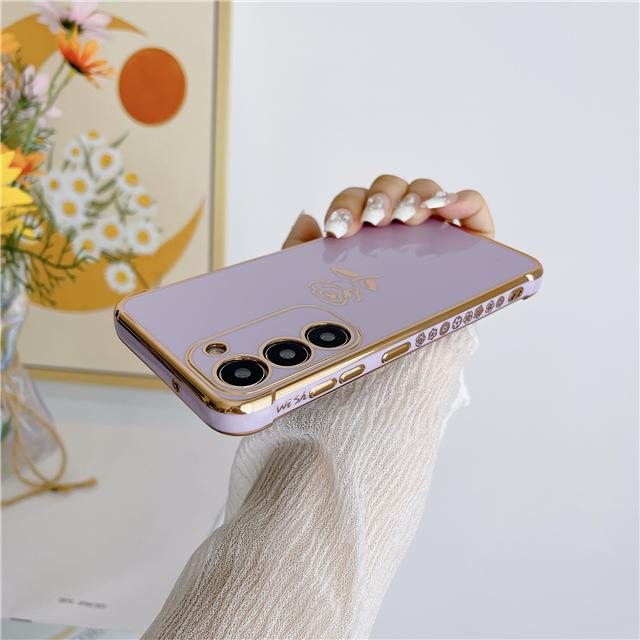 Für Samsung Galaxy S23 Ultra Luxus Beschichtung Rose Blume Handyhülle Für Samsung S22 S21 S24 S25 A16 A14 A55 A25 A52 A53 A54 Hülle