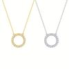 925 Sterling Silver Circle Pendant Necklace for Women Fashion Contracted Choker Necklace Exquisite Sparkling CZ Jewelry