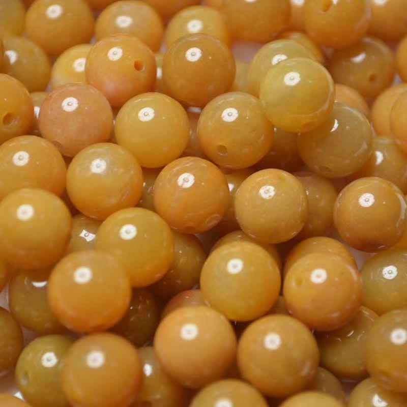 Yellow Dragon Jade Round Beads for Jewelry Making - Chalcedony Agate Crystal, Ideal for DIY Necklaces and Bracelets. 6mm
