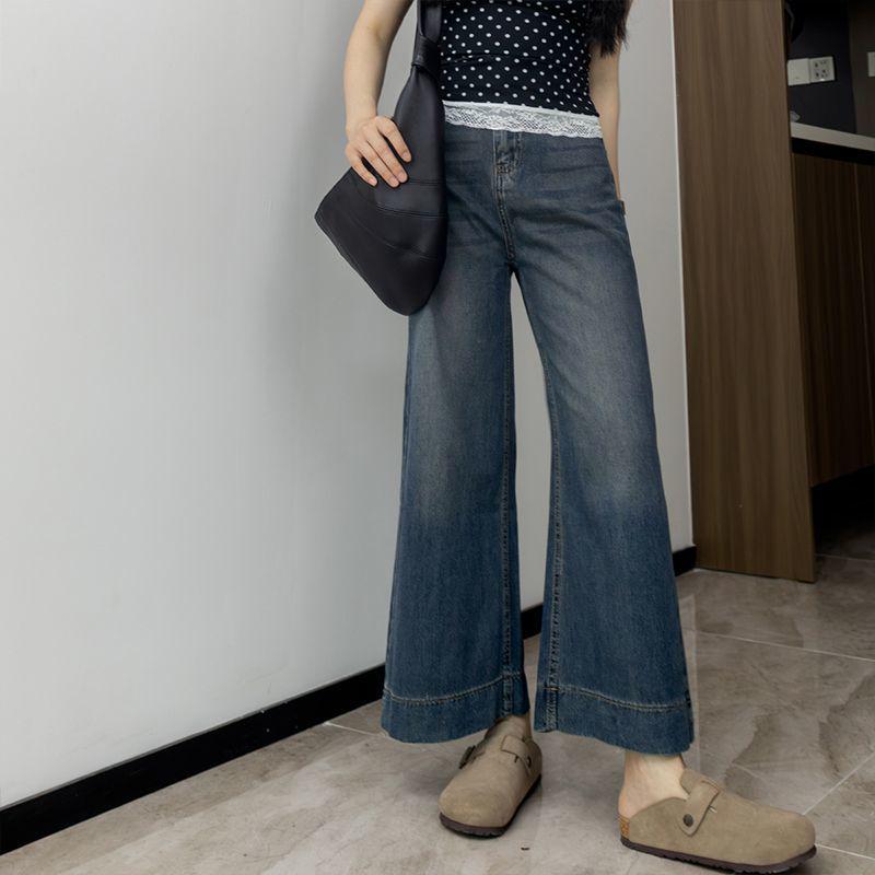Women's High-Waisted A-line Tencel Jeans - Summer Slimming Crop, Wide-Leg, Straight Fit for Petite & Pear Shapes