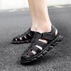 Mode Sommer Herren Kuhleder Sandalen Echtes Leder Freizeit Sandalen Outdoor Weiches Leder Strand Atmungsaktiv Rutschfest Tragbare Sandalen