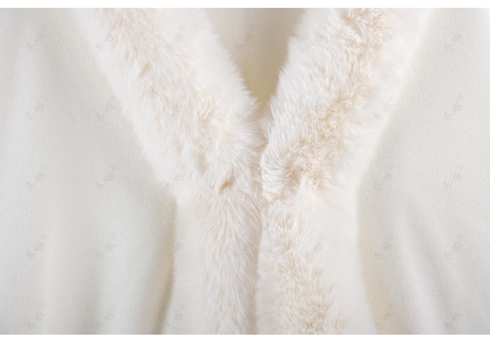 Elegant Faux Mink Woolen Cape Shawl: Plus Size Knit Cardigan Coat for Women