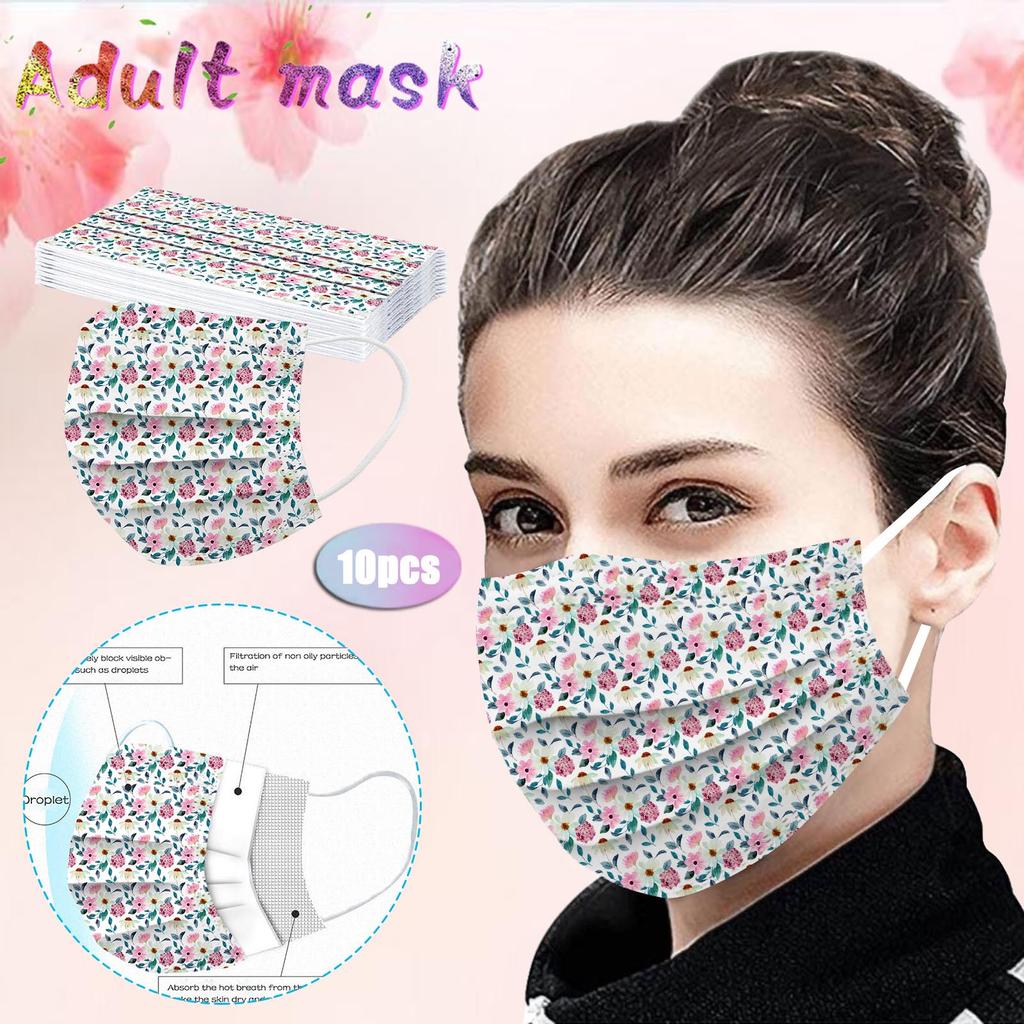 Tek kullanımlık Yüz Unisex Yetişkinler Ekose Baskı 3 Katmanlı 10PCS