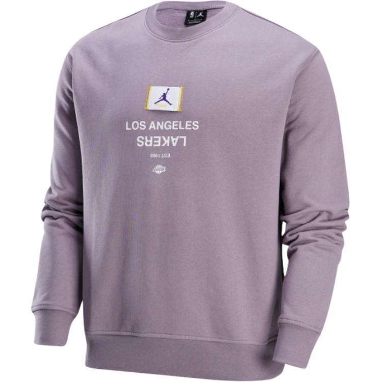 Air Jordan Los Angeles Lakers Courtside NBA Fleece Crew-Neck Sweatshirt Asia Sizing Purple Smoke Men s FV8350-524 XL