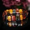 Natural Multi-colored Tiger's Eye Bamboo Knot Bracelet, a Birthstone and Symbol of Wealth.