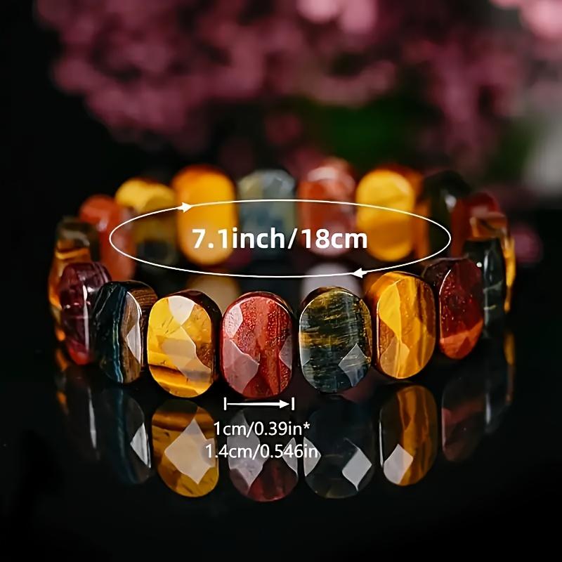 Natural Multi-colored Tiger's Eye Bamboo Knot Bracelet, a Birthstone and Symbol of Wealth.
