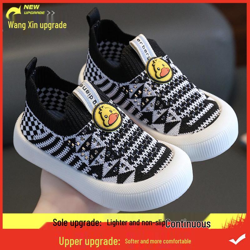 Hohle atmungsaktive Mesh Flyknit Slip-On Schuhe für Kinder - Rutschfeste weiche Sohle, lässige Babyschuhe