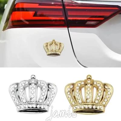 1 ks Zlatá Stříbrná Módní 3D Diamantový Křišťálový Korunový Samolepka na Auto Kovový Boční Znak Odznak Dekorace Karoserie Auta Stylingové Doplňky