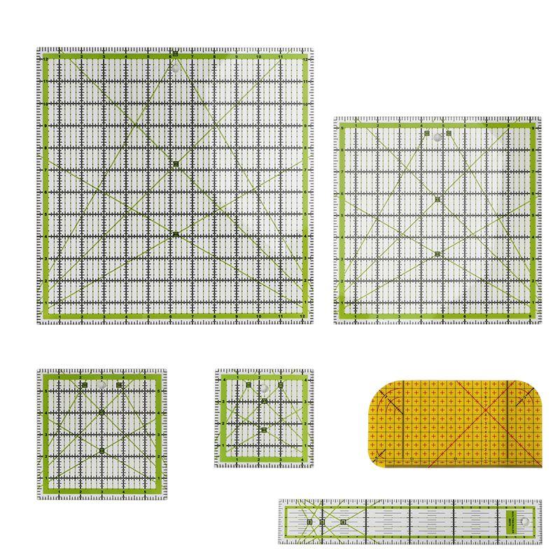 M-Modern-6 PCS Quilting Ruler Square Acrylic Quilting Ruler Fabric Cutting Ruler Transparent Marker Acrylic Ironing Ruler