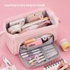 Pencil Bags Capacity Multifunctional Double-Layers Storage Box Solid Color Fabric School Supplies Children Teacher Women Men