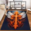 Fiery Cross with Wings Design Rug Non-slip Rug Suitable for Living Room and Bedroom Sofas.