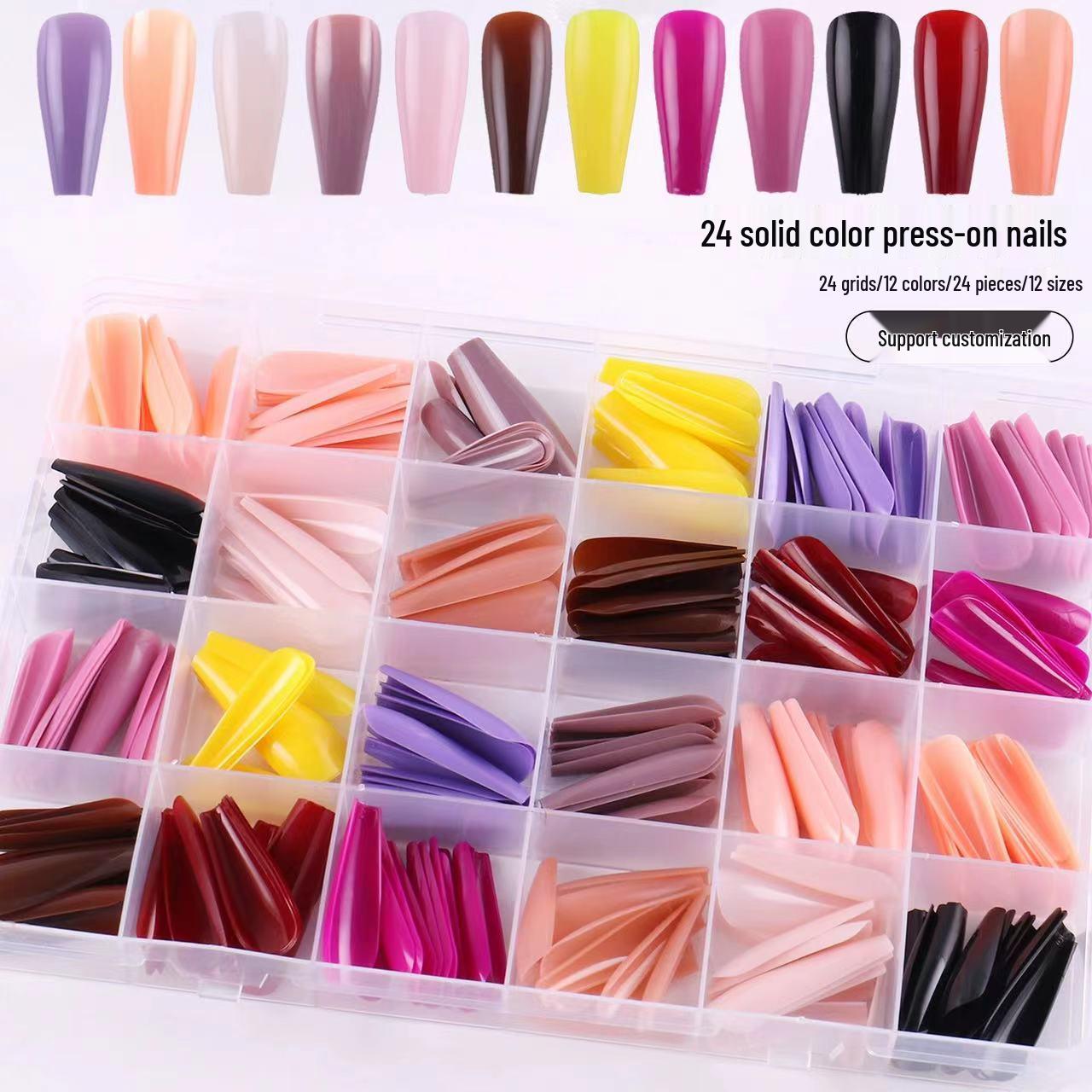 

24 Mixed Nail Tips & 288 Long Nail Art Patches - 12 Color Ballerina Set