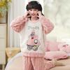 Kids Flannel Pajamas Set Boys Girls Warm Long Sleeve Top And Pants Sleepwear Winter Home Nightwear