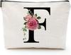 A Z Personalized Letter Makeup Bag Monogrammed Bridesmaid Gifts Presents Cosmetic Bag Portable Storage Organizer Pouch Travel