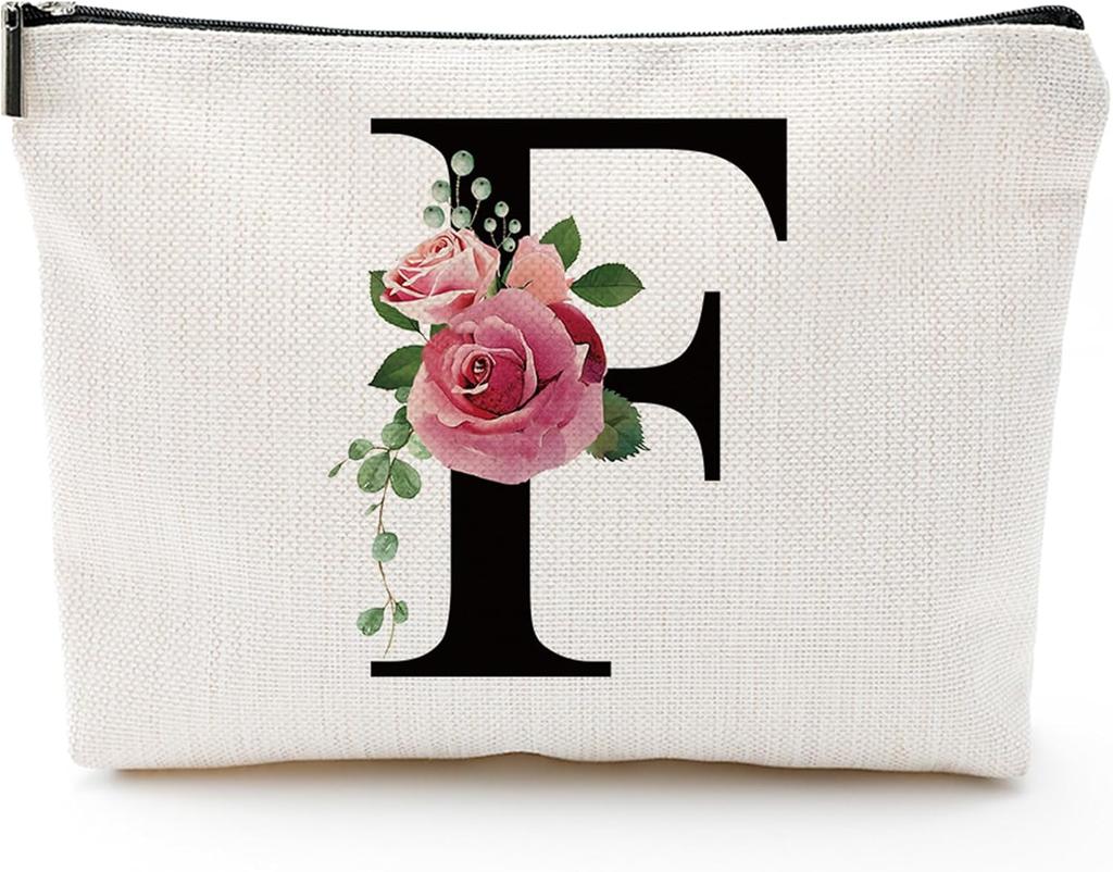 A Z Personalized Letter Makeup Bag Monogrammed Bridesmaid Gifts Presents Cosmetic Bag Portable Storage Organizer Pouch Travel