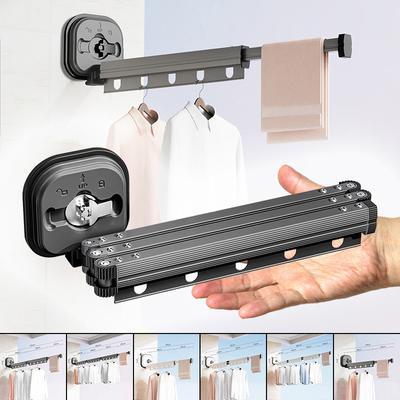Suction Cup Balcony Folding Clothes Rack, Telescopic Drying, Indoor Drying Artifact, Hidden Clothes Rack, Bathroom Drying Pole