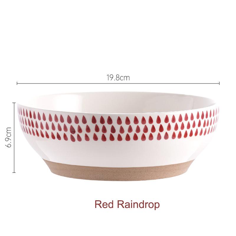 8 Zoll Keramik Große Ramen Schüssel Rot Blau Punkt Suppen Salatschüssel Porzellan Japanische Nudelschüssel Mikrowellengeeignet