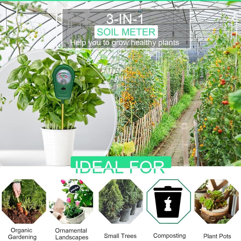 3-in-1 Soil Test Kit, Soil Moisture Meter/Soil ph Meter/Fertility Soil Tester, Soil Hygrometer for Garden, Farm, Plant, Outdoor, Indoor, Lawn Care Moi